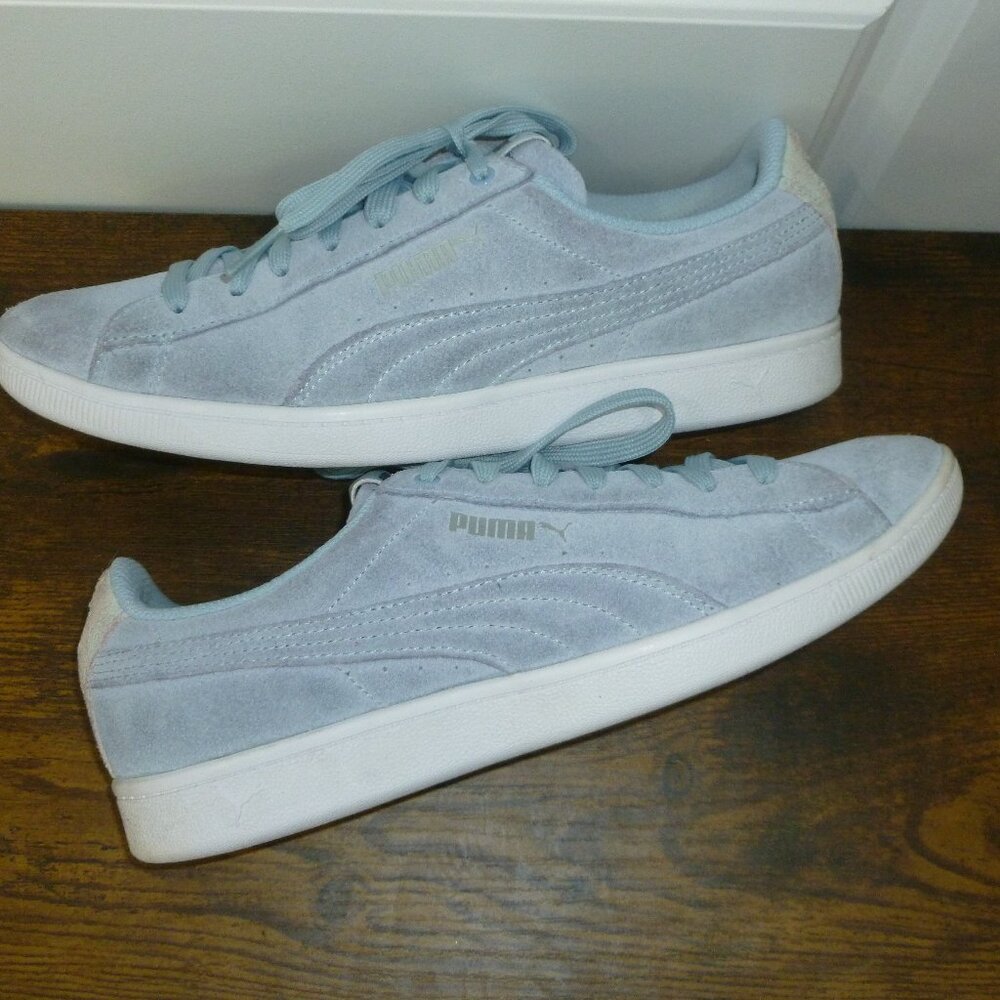 Puma Vikky v2 Suede Sneakers in Light Blue Suede - Picture 8 of 14
